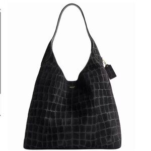 Coach Brooklyn 39 Black Croc Embossed Suede